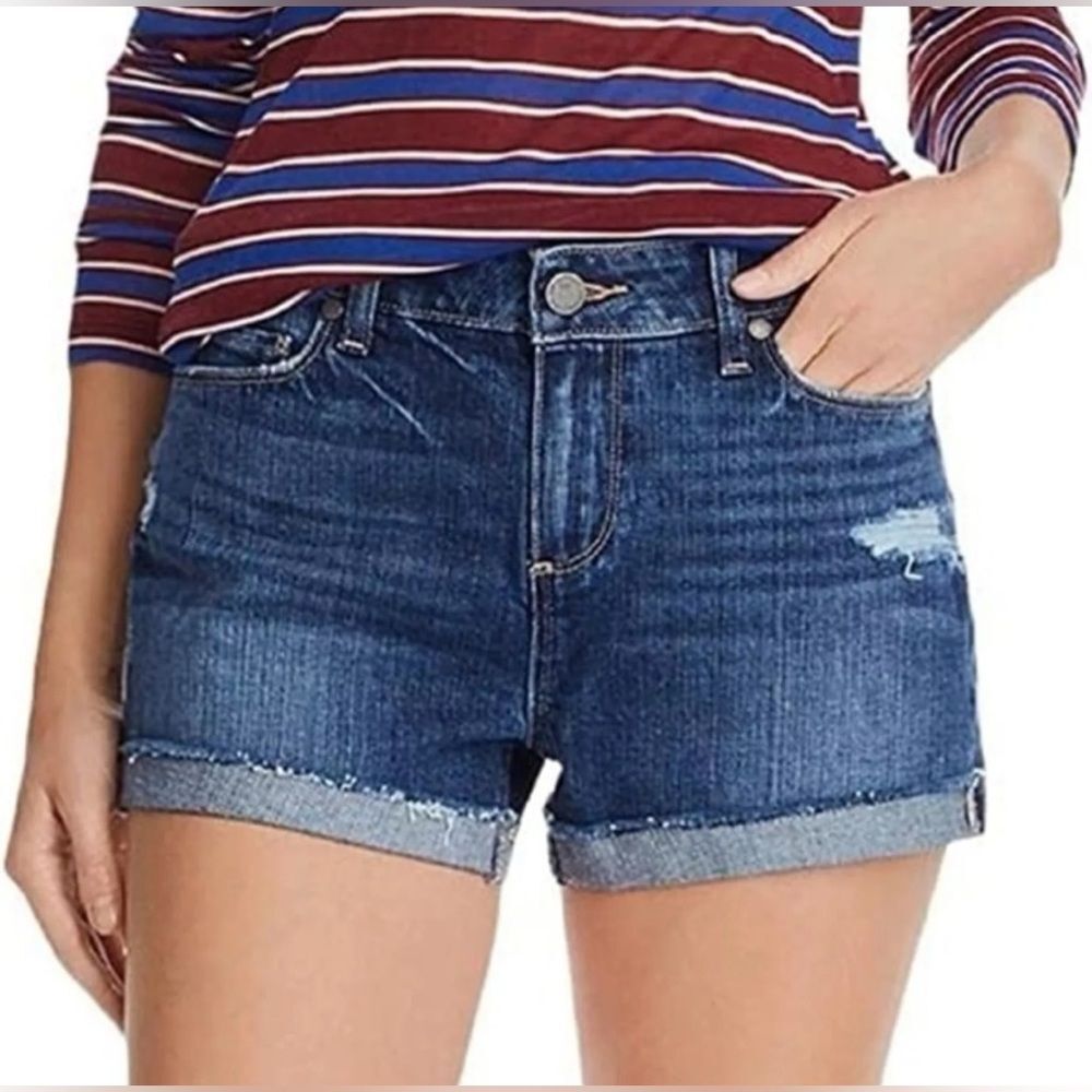 Paige Jimmy Jimmy Distressed Cuffed Denim Short Size 27